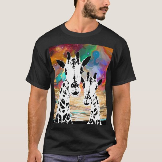Cosmic Giraffe's Colourful Galaxy Black t-shirt