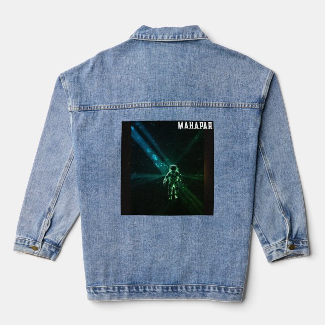 Cosmic Glow Astronaut 🚀🌌 Denim Jacket (Back)
