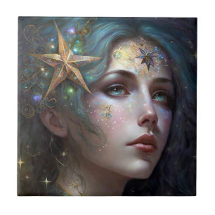Cosmic Goddess Fantasy Art Ceramic Tile