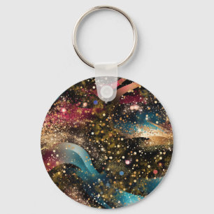 Cosmic Gold Dust Abstraction Keychain