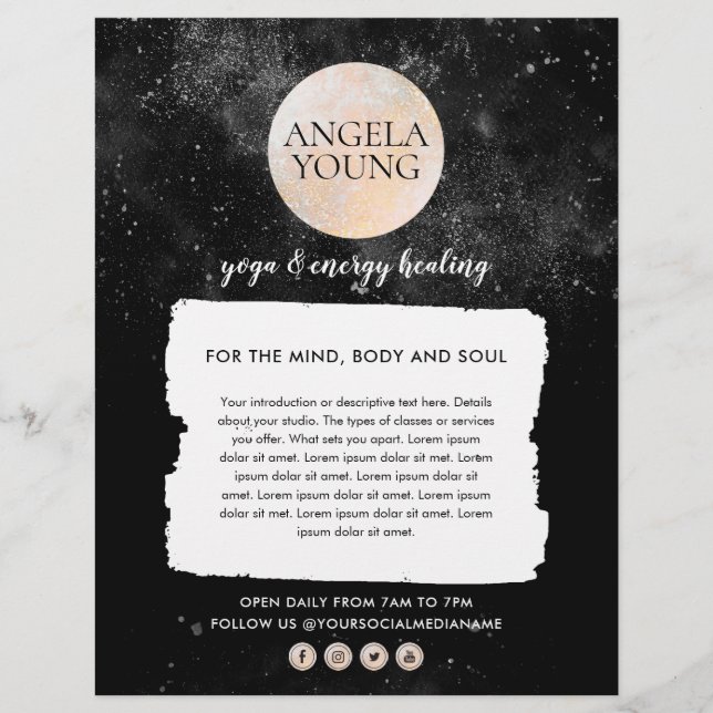Cosmic Gold Moon Yoga, Life Coach, Astrologer Flyer (Front)