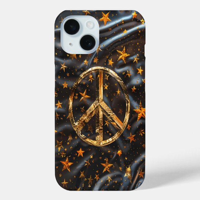Cosmic Gold Peace Symbol Phone Case (Back)