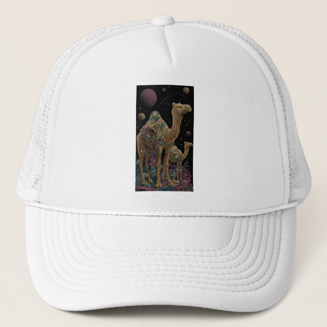 Cosmic golden camel duo trucker hat (Front)