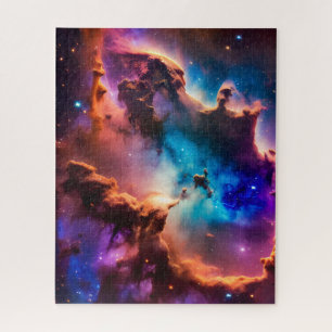 Cosmic green pink and purple magical infinity sky jigsaw puzzle