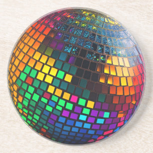 Cosmic Groove: Lino Cut Disco Ball  Coaster