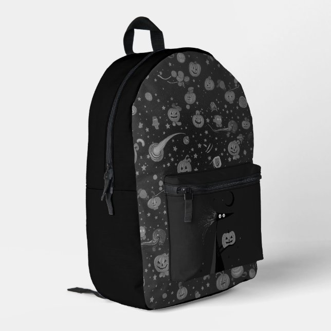 Cosmic Halloween Backpack with Pumpkins and Witch  (Back Corner Left)