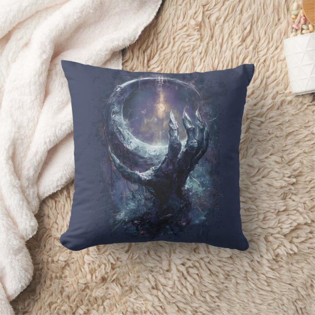 Cosmic Hand Dark Fantasy Throw Pillow (Blanket)