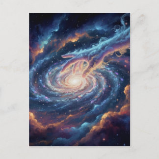 Cosmic Hand of Creation — Surreal Galaxy Art Postcard