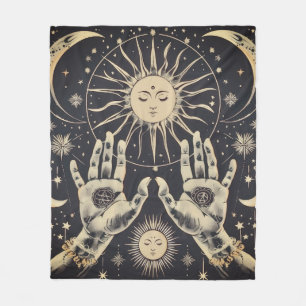 ✨ Cosmic Harmony Sun & Moon Fleece Blanket