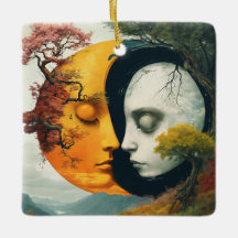 "Cosmic Harmony: Sun & Moon Ornament"