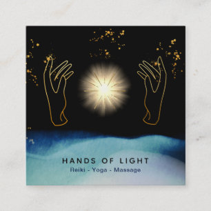 *~* Cosmic Healing Hands Universe Stars Energy Square Business Card