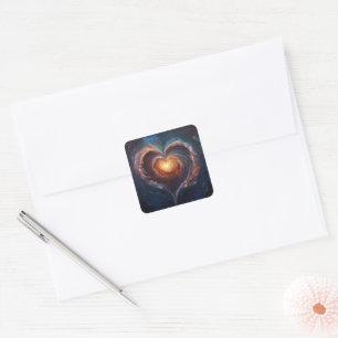Cosmic Heart Galaxy Love Art – Universe Romance  Square Sticker