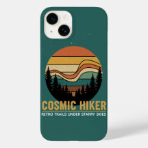 Cosmic Hiker Retro 70s Sunset Space Forest Stars