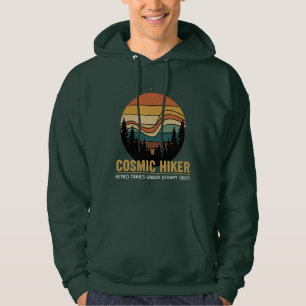Cosmic Hiker Retro 70s Sunset Space Forest Stars Hoodie