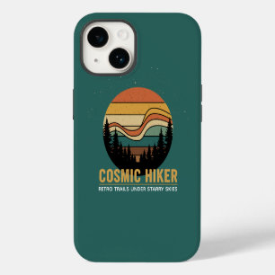 Cosmic Hiker Retro 70s Sunset Space Forest Stars iPhone 14 Case