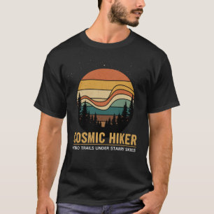 Cosmic Hiker Retro 70s Sunset Space Forest Stars T-Shirt