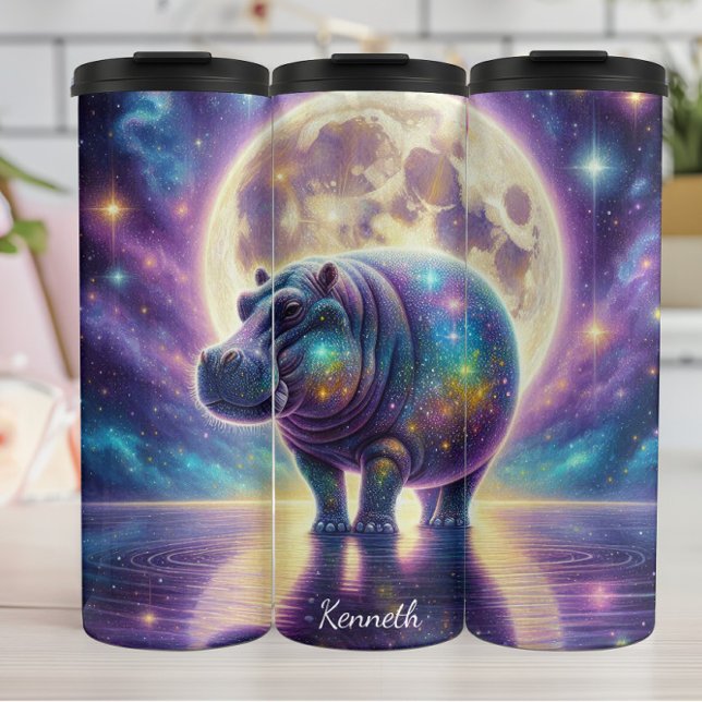 Cosmic Hippo: Moonlit Starry Waters Thermal Tumbler (Creator Uploaded)