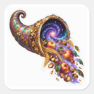 Cosmic Horn of Plenty Harvest Portal Square Sticker