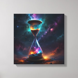 Cosmic Hourglass Cascades With Sparkling Grains Canvas Print
