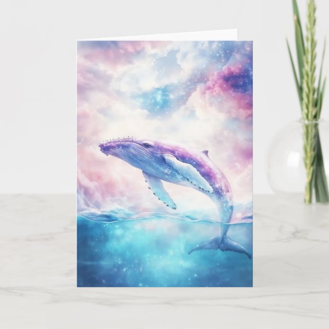 Cosmic Humpback Whale in Celestial Waters Card (Front)