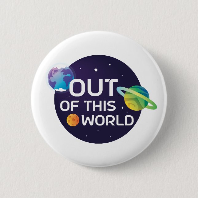 Cosmic Illustration Out of this World Outer Space 2 Inch Round Button (Front)