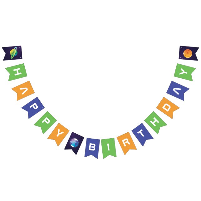 Cosmic Illustration Out of this World Outer Space Bunting Flags (All)
