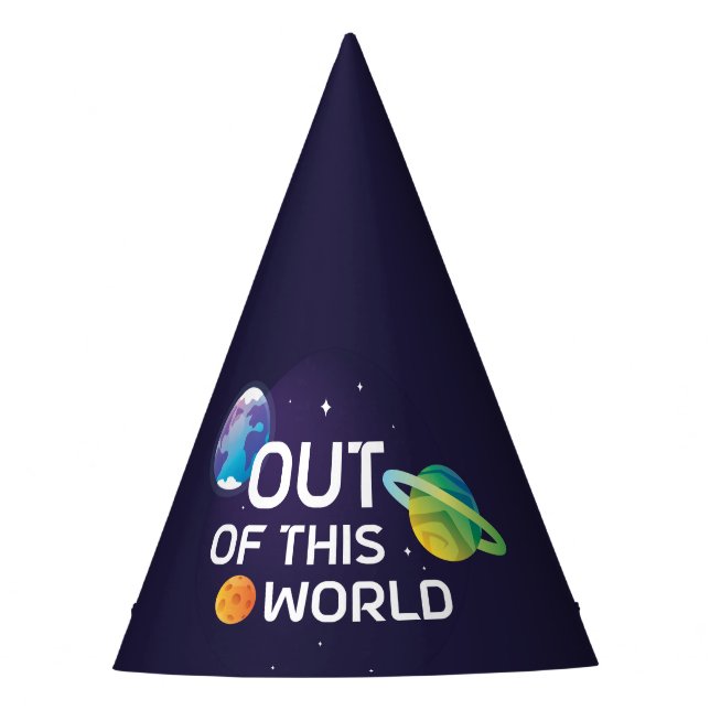 Cosmic Illustration Out of this World Outer Space Party Hat (Front)