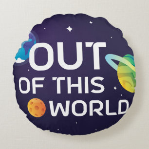 Cosmic Illustration Out of this World Outer Space Round Pillow