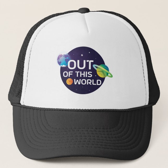 Cosmic Illustration Out of this World Outer Space Trucker Hat (Front)