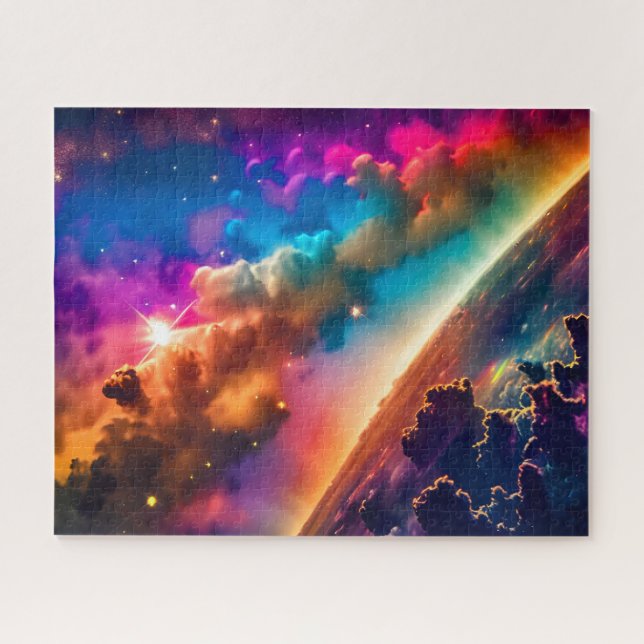 Cosmic Indigo Clouds Exploding Interstellar Scene Jigsaw Puzzle (Horizontal)