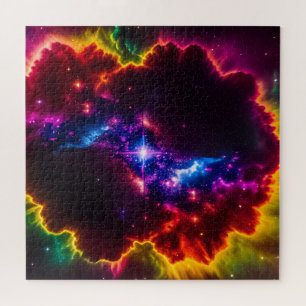 Cosmic Indigo Fantasy Cloud With Star in Centre Jigsaw Puzzle