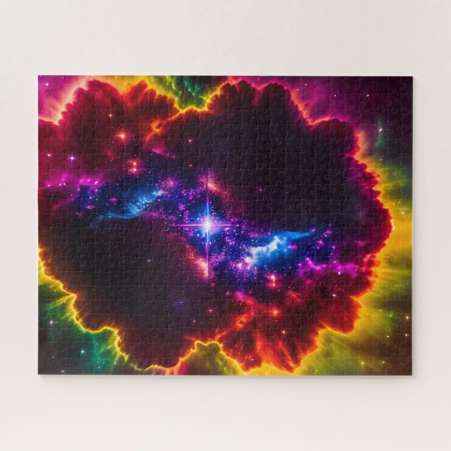 Cosmic Indigo Fantasy Cloud With Starry Centre Jigsaw Puzzle (Horizontal)