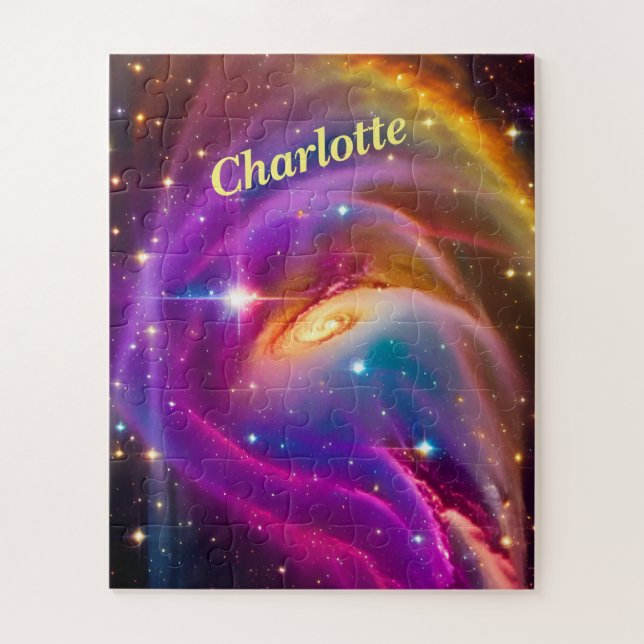 Cosmic Indigo Galaxy Purple Dance Space Universe Jigsaw Puzzle (Vertical)