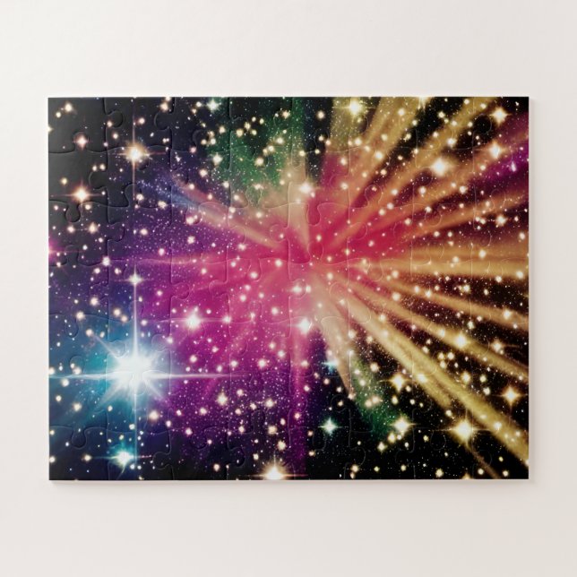 Cosmic Indigo Stars Dance Around the Vast Universe Jigsaw Puzzle (Horizontal)