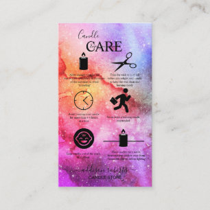 Cosmic Ink Turquoise Blue Pink Gradient Candle Business Card