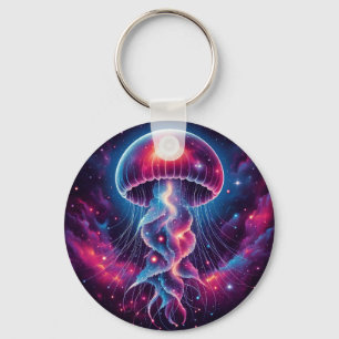 Cosmic Jellyfish Artwork Galaxy Keychain