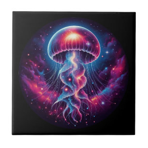 Cosmic Jellyfish Artwork Galaxy Tile