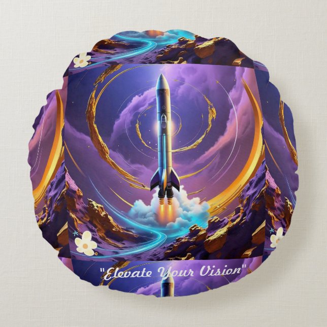 "Cosmic Journey Within" Round Pillow (Front)