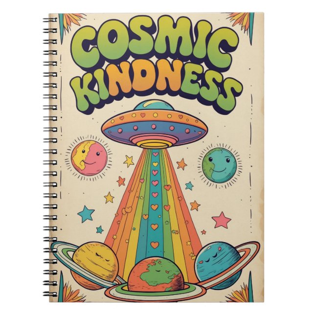 Cosmic Kindness Spiral Notebook | Cute Space (Front)