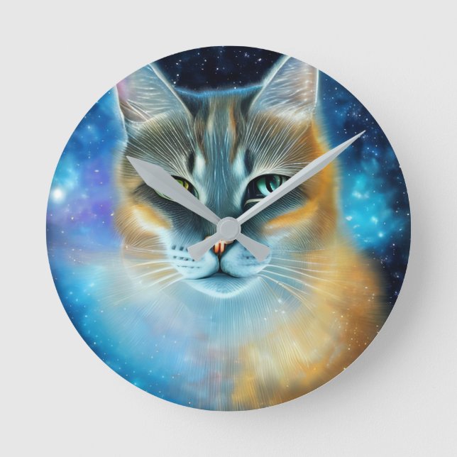 Cosmic Kitty Round Clock (Front)