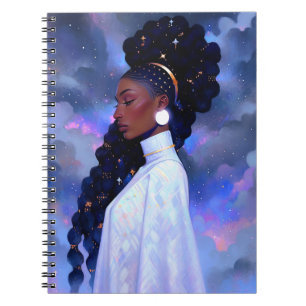 Cosmic Lady African American Fantasy Art Notebook