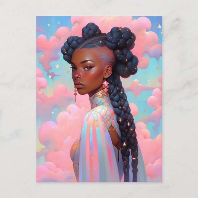 Cosmic Lady African American Fantasy Art Postcard (Front)