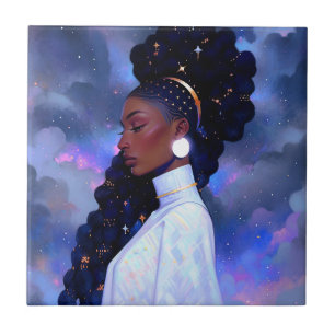 Cosmic Lady African American Fantasy Art Tile