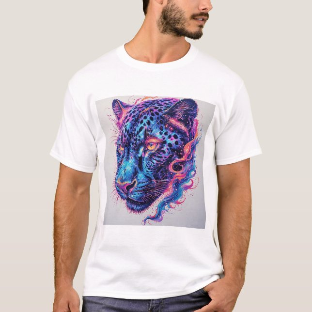 Cosmic Leopard Portrait With Mystical Effect T-Shirt (Front)