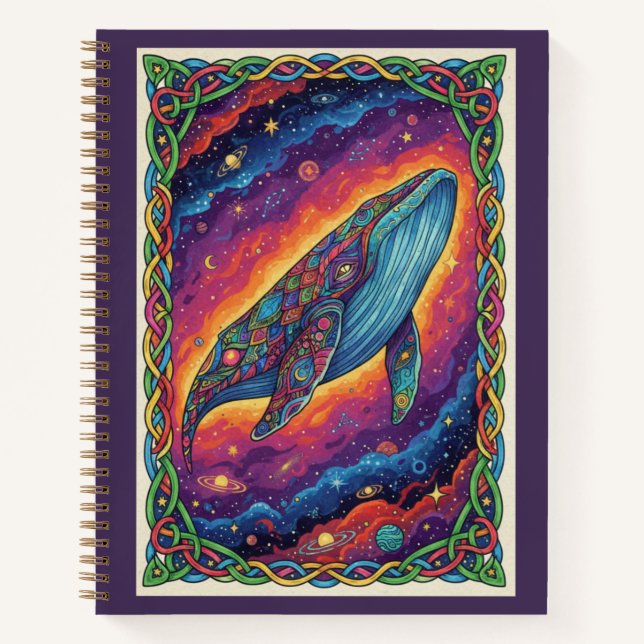 Cosmic Leviathan Whale Zentangle Galaxy Journal (Devant)