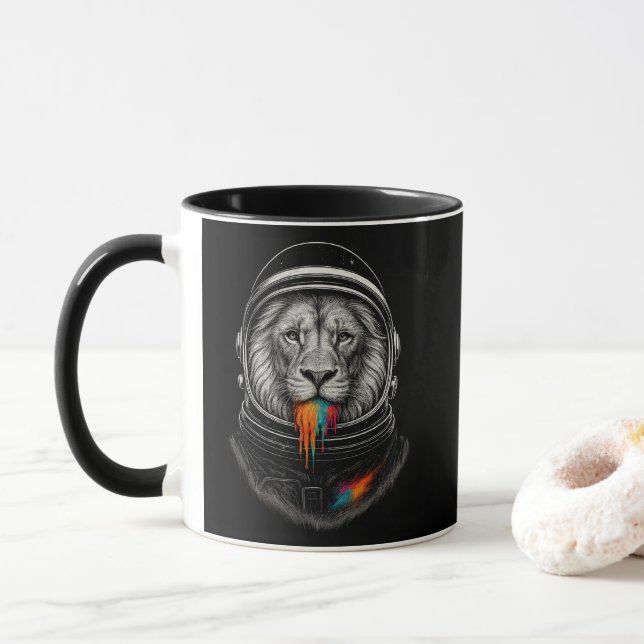 Cosmic Lion Drip Mug (With Donut)