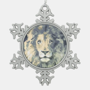 COSMIC LION KING   Pewter Snowflake Ornament