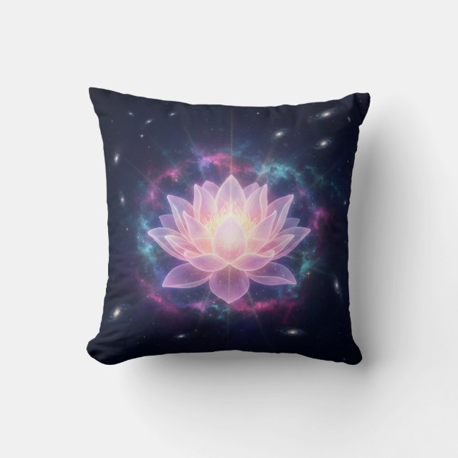 Cosmic Lotus Bloom - Spiritual Divine Radiance Throw Pillow (Front)