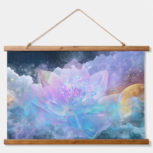 Cosmic Lotus Flower Hanging Tapestry (Front)
