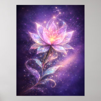 Cosmic Lotus Flower Wall Art Poster